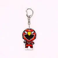 Super Sentai Series All Red Deformed Acrylic Charms - Premium Bandai Limited - Engine Sentai Go-Onger / Go-On Red